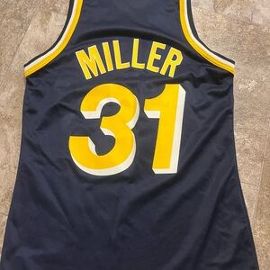 Reggie Miller Indiana Pacers Vintage Champion Navy Jersey Basketball Size 40